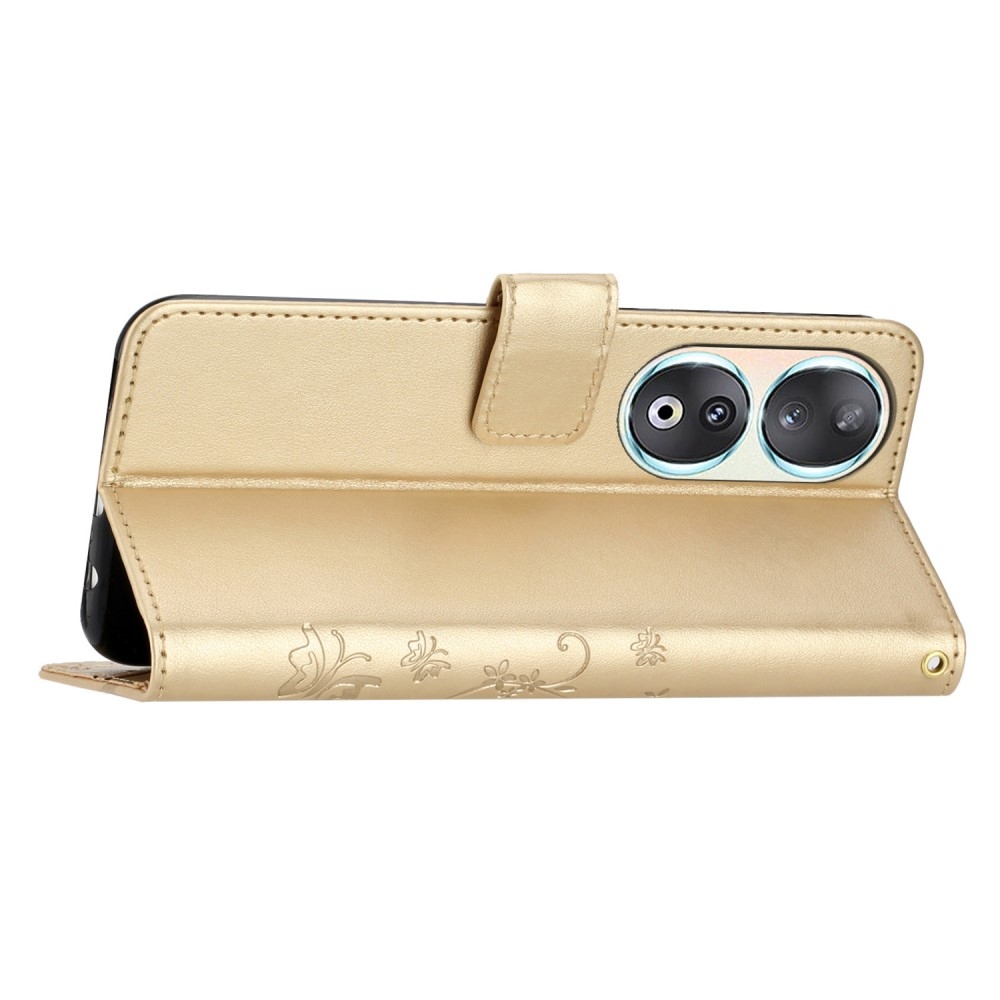 Virágok könyvtáska a Honor 90-hez - arany