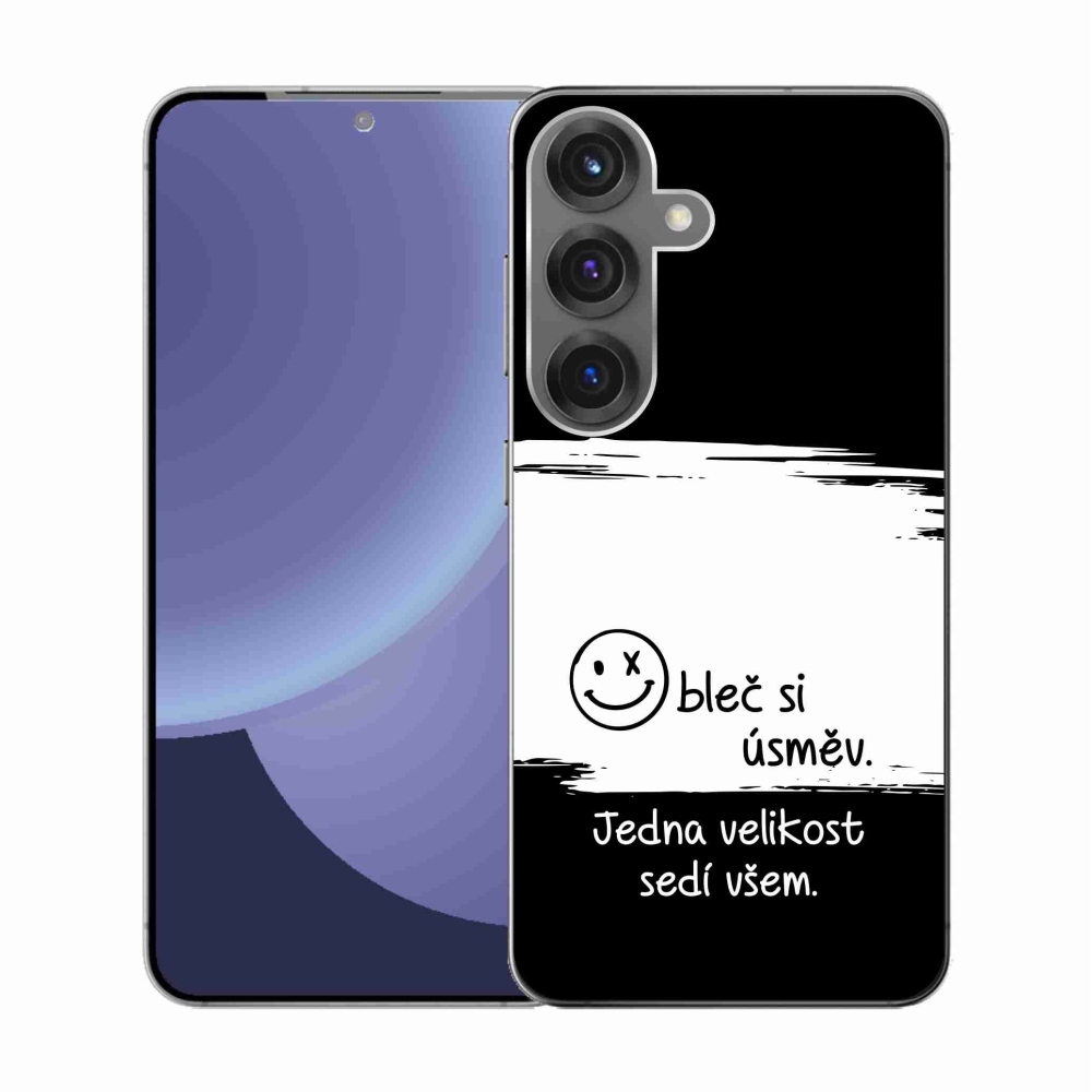 Gél borító mmCase Samsung Galaxy S25 készülékhez - vicces szöveg 8 fekete és fehér háttérrel