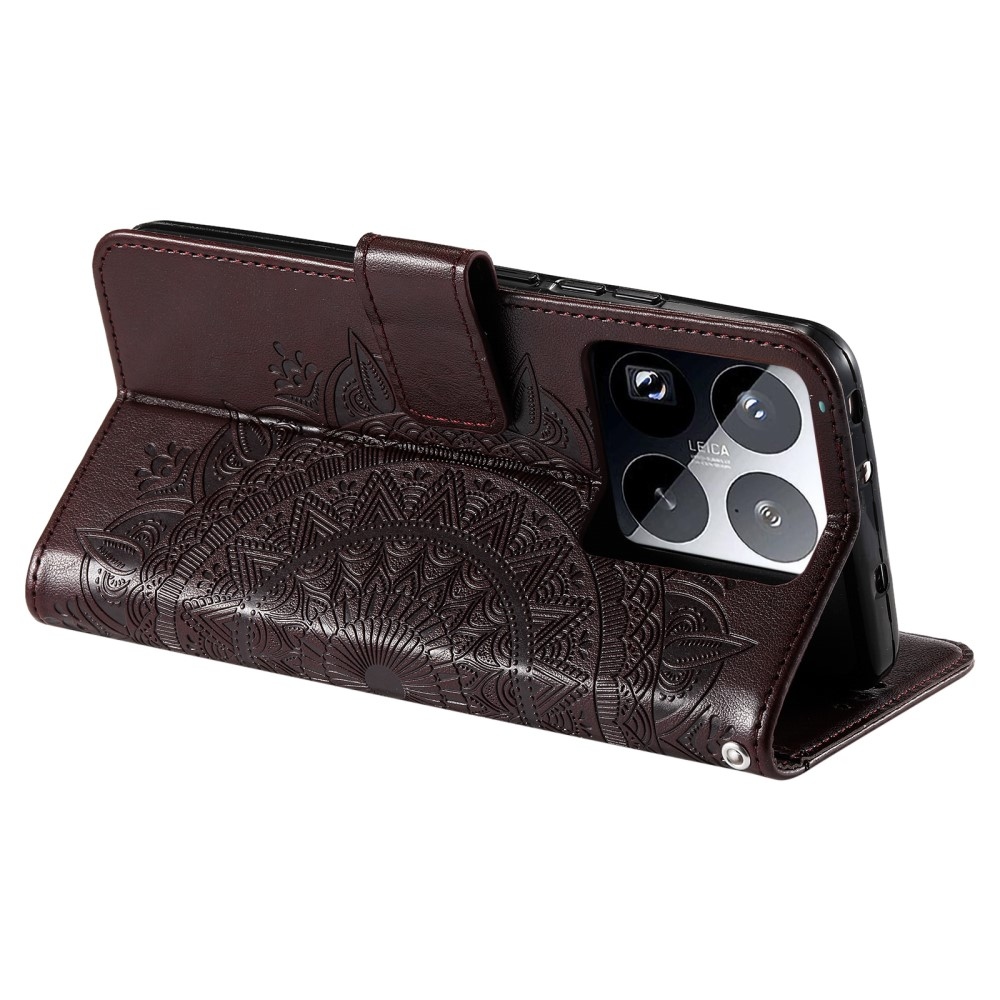 Mandala könyv tok Xiaomi 15 Pro-hoz - barna