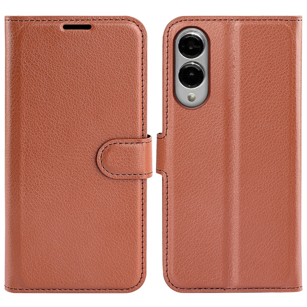 Litchi könyv tok Samsung Galaxy S25 Edge készülékhez - barna