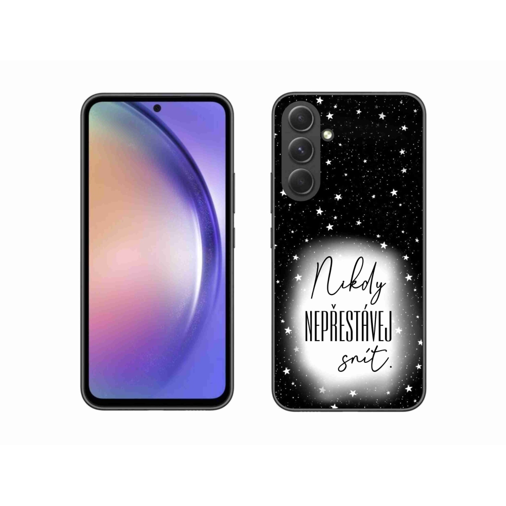 Gél borítás mmCase Samsung Galaxy A54 5G - idézet 1 fehér és fekete háttérrel