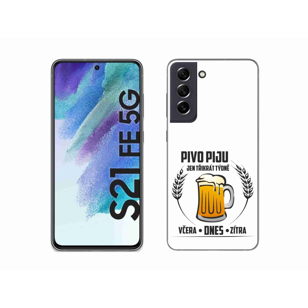 Gél borítás mmCase Samsung Galaxy S21 FE 5G - sör motívum fehér háttérrel