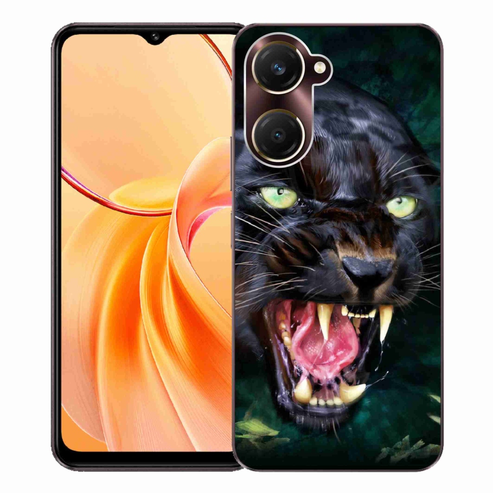 Gél borítás mmCase a Vivo Y28s 5G-hez - dühös fekete párduc