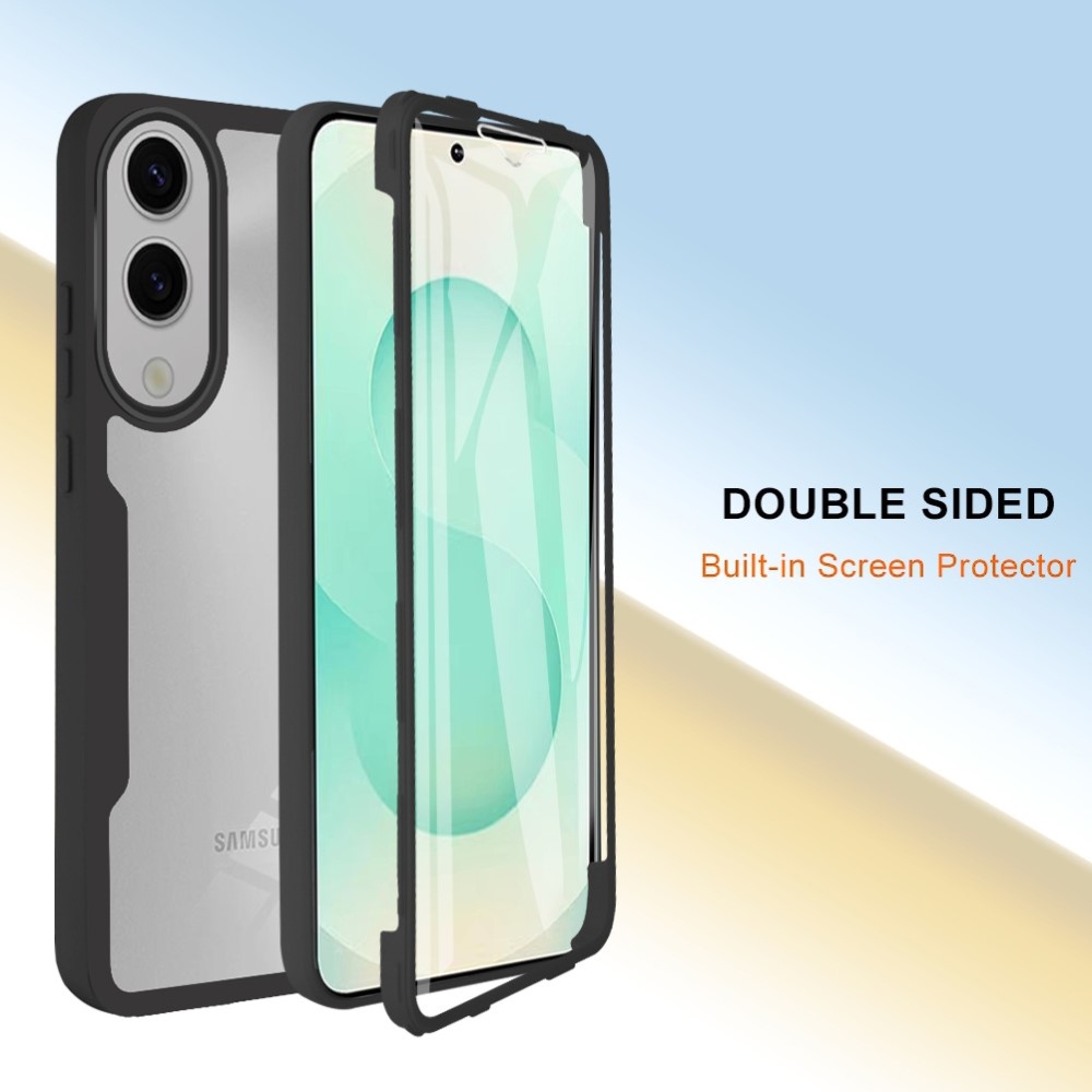 Akril zselés tok keretben képernyővédővel Samsung Galaxy S25 Edge készülékre - fekete