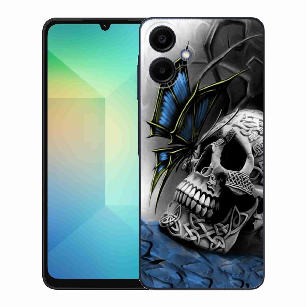 Gél borító mmCase Samsung Galaxy A06 4G - pillangó és koponya - Samsung Galaxy A06 4G számára