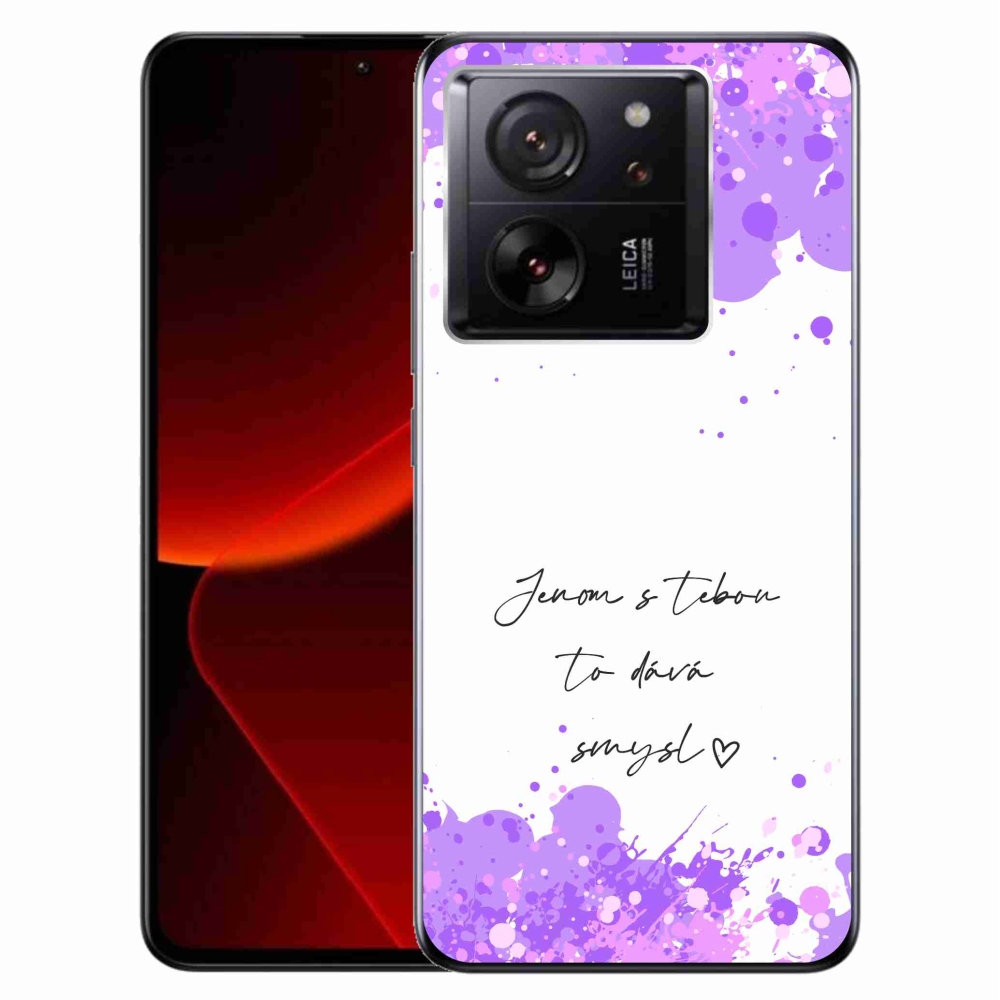 Gél borítás mmCase a Xiaomi 13T/13T Pro számára - szerelmes szöveg fehér háttérrel