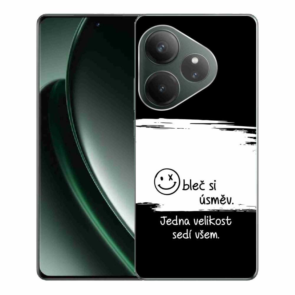 Gél borító mmCase a Realme GT 6 5G/GT 6T 5G számára - vicces szöveg 8 fekete és fehér háttérrel