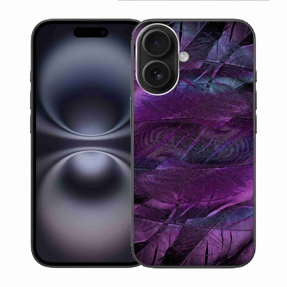 Zselés borítás mmCase iPhone 16 készülékhez - lila tollak