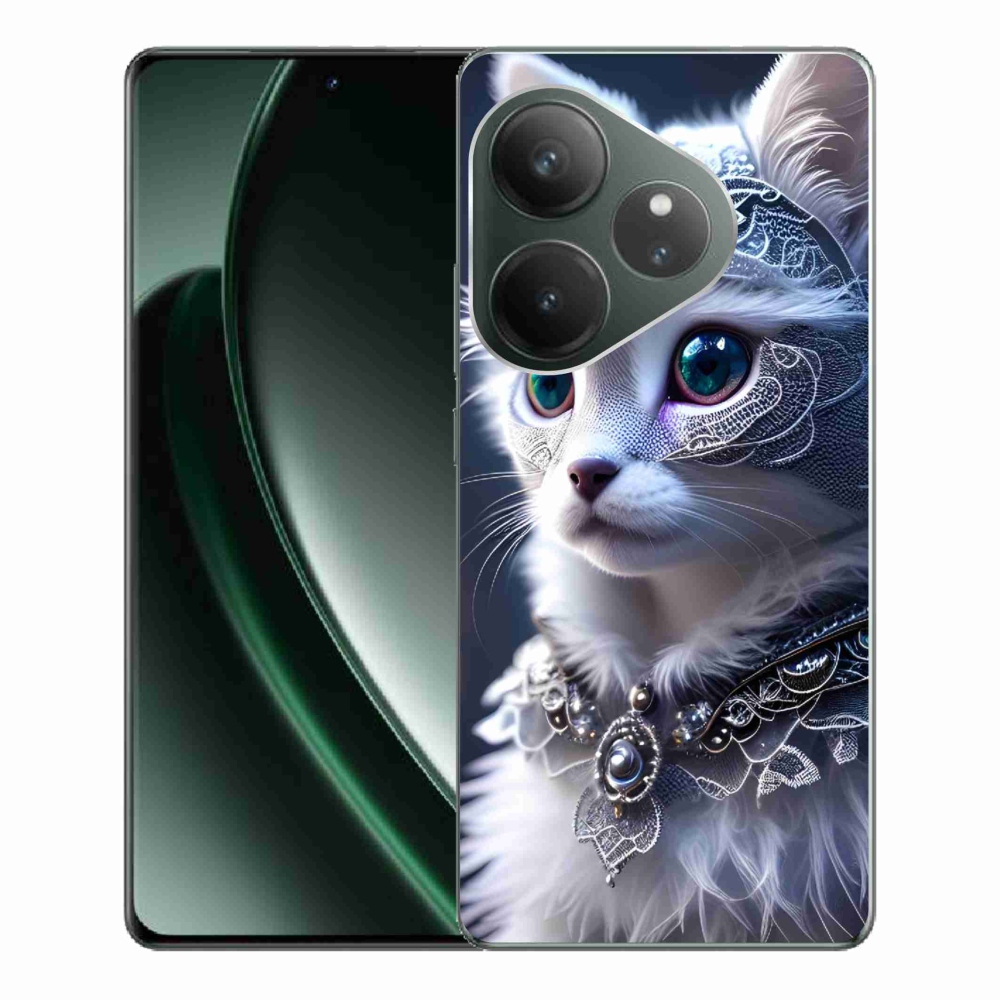 Zselés borítás mmCase a Realme GT 6 5G/GT 6T 5G készülékhez - fehér macska