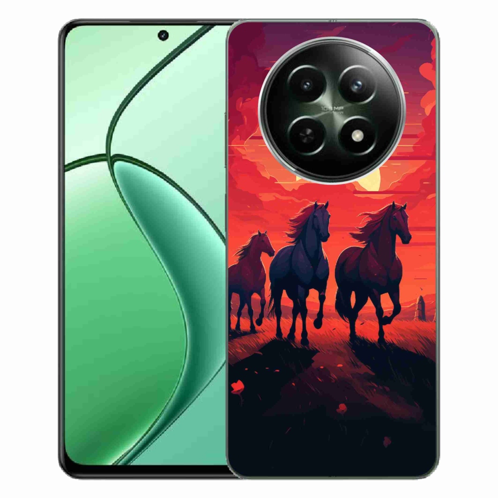 Gél borítás mmCase a Realme 12 5G/12x 5G számára - lovak és naplemente
