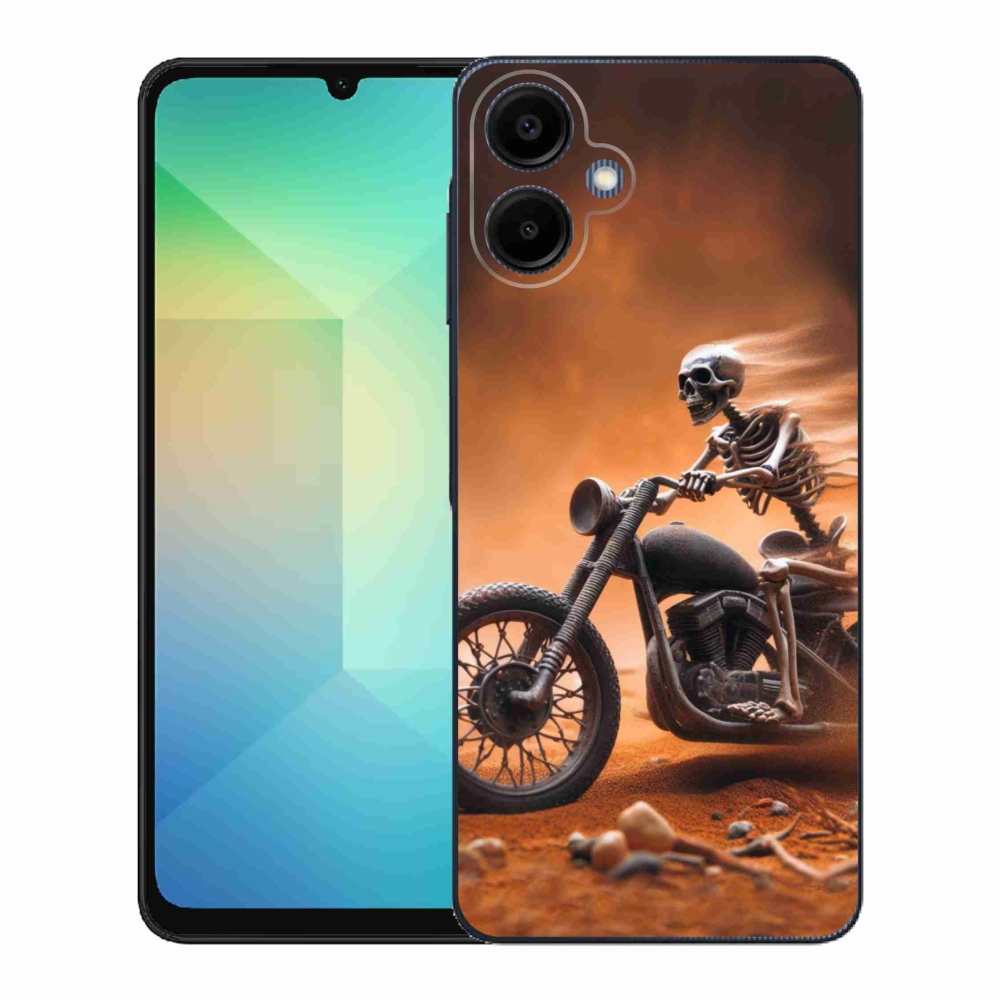 Gél borítás mmCase Samsung Galaxy A06 4G - csontváz egy motorkerékpáron