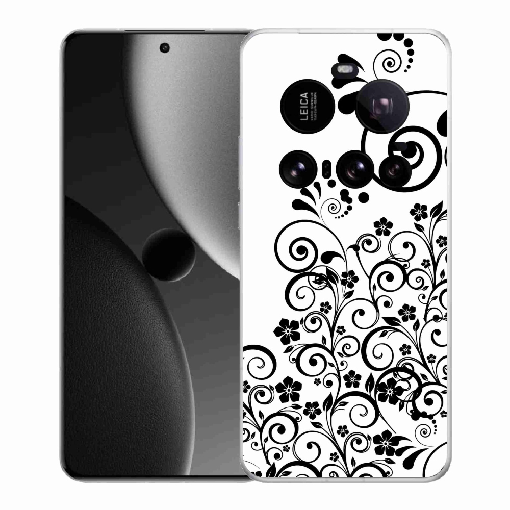 Gél borítás mmCase a Xiaomi 15 Ultra - fekete-fehér virágminták