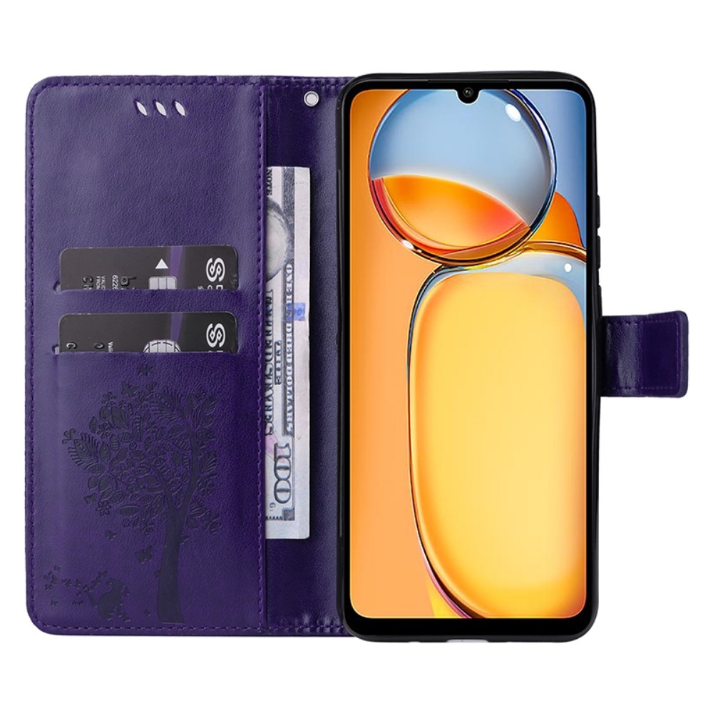 Fák könyvtáska Xiaomi Poco C65/Redmi 13C - sötétlila