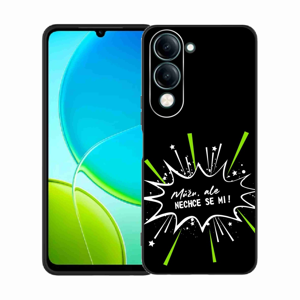 Gél borító mmCase a Vivo Y29s 5G-hez - vicces szöveg 11 fekete háttér