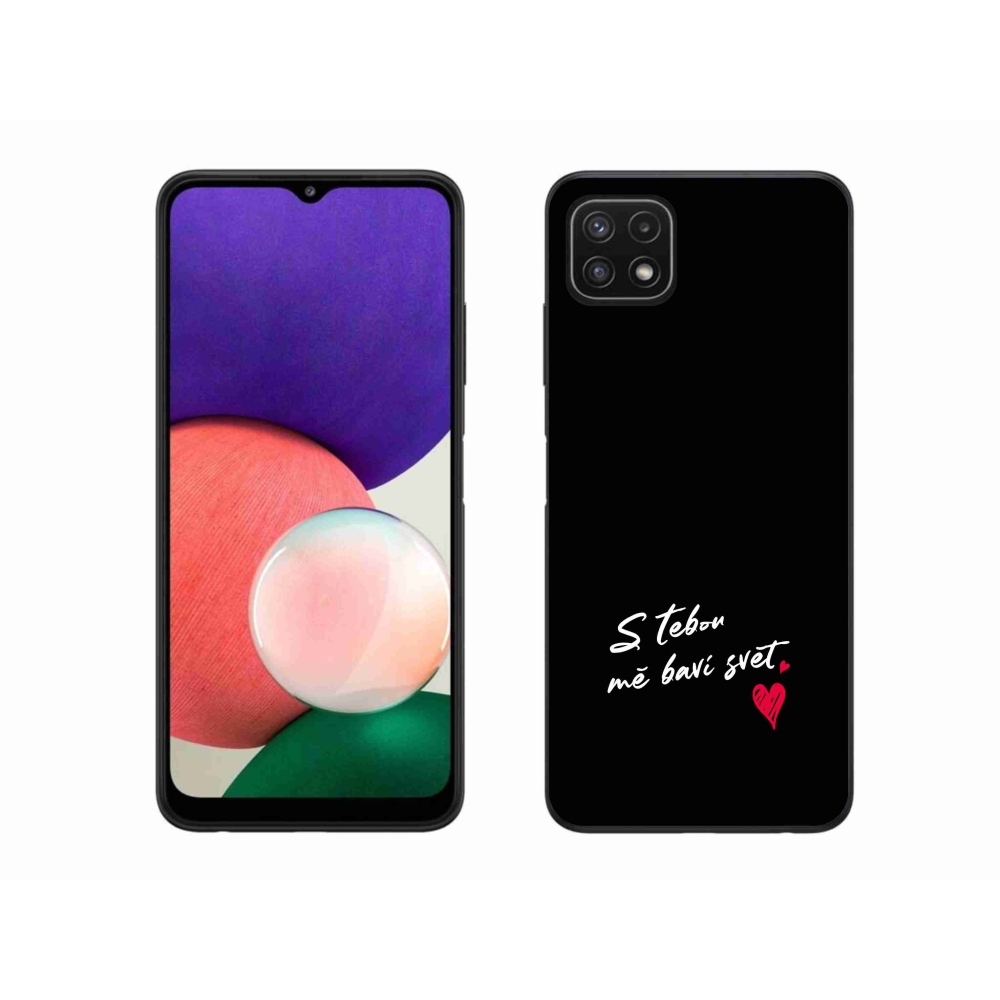Gél borító mmCase Samsung Galaxy A22 5G - text in love 1 fekete háttér