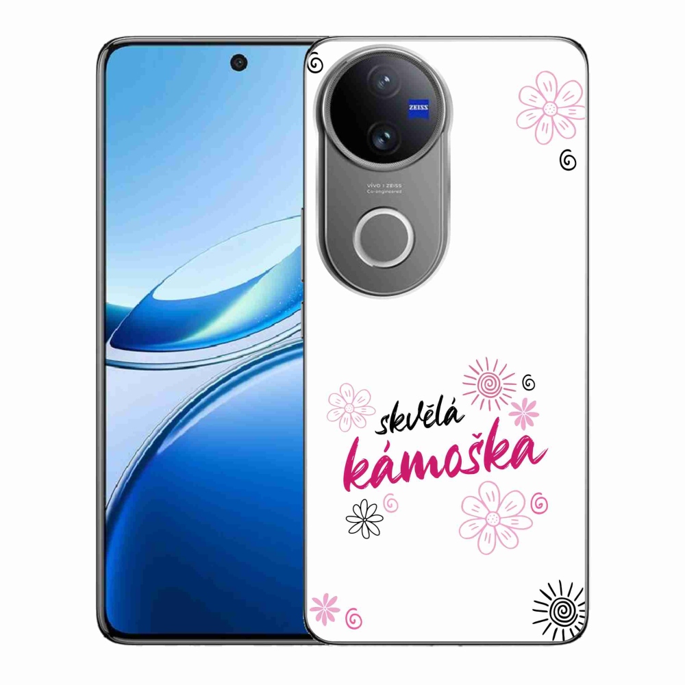 Gél borító mmCase a Vivo V50 5G-n - nagyszerű haver fehér háttérrel