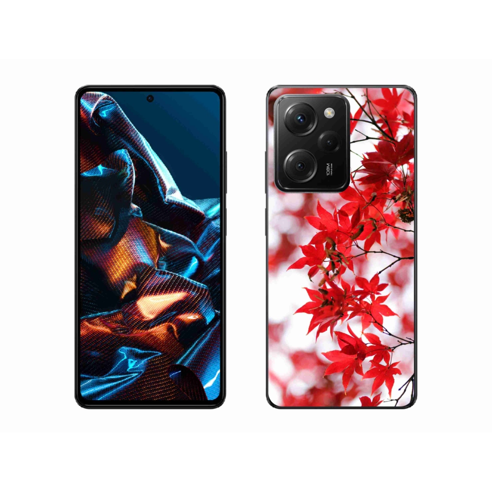 Gél borítás mmCase a Xiaomi Poco X5 Pro 5G számára - piros levelek
