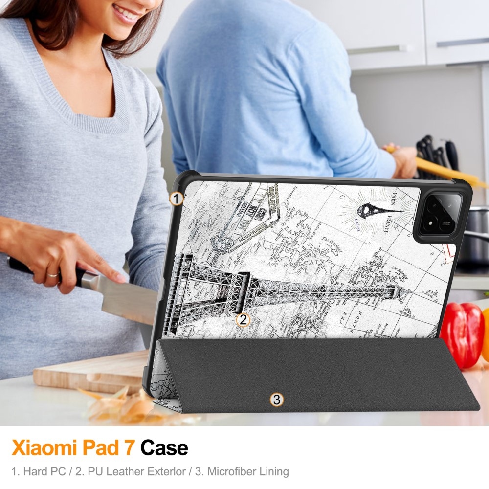 Patty intelligens pozicionáló táblagép tok Xiaomi Pad 7/7 Pro - Eiffel-torony