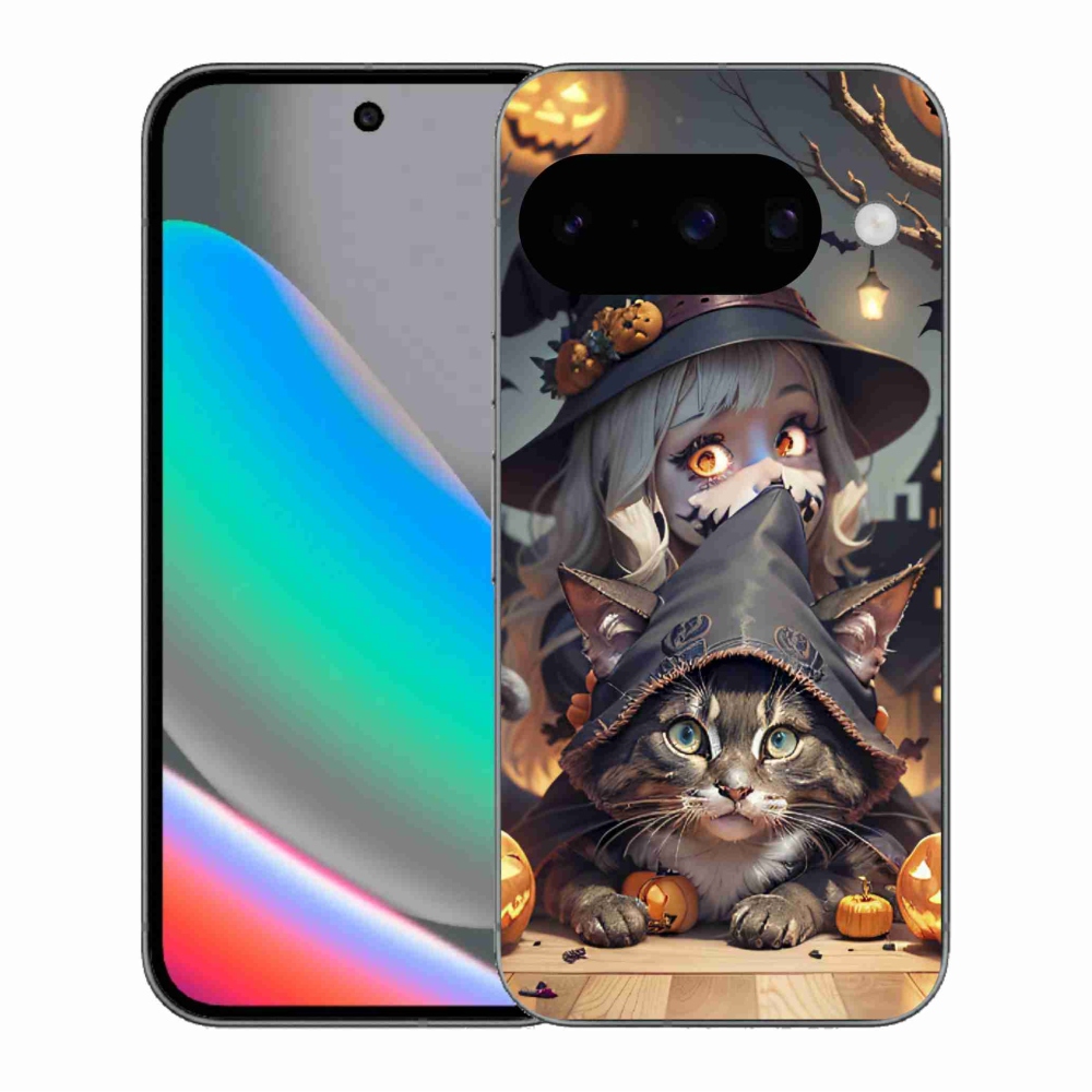 Gél borítás mmCase a Google Pixel 10 számára - boszorkány macskával