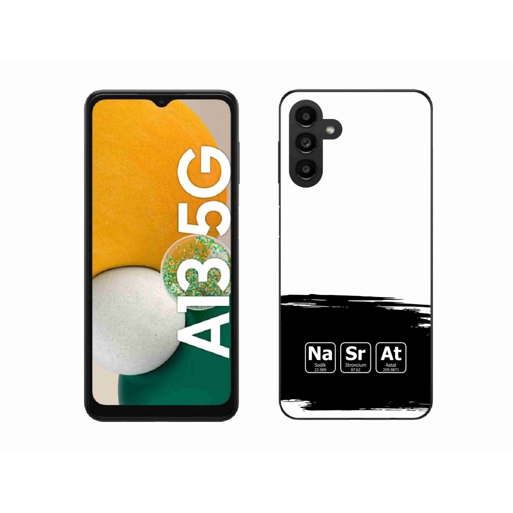 Gél borító mmCase Samsung Galaxy A13 5G - kémiai elemek fekete és fehér háttérrel
