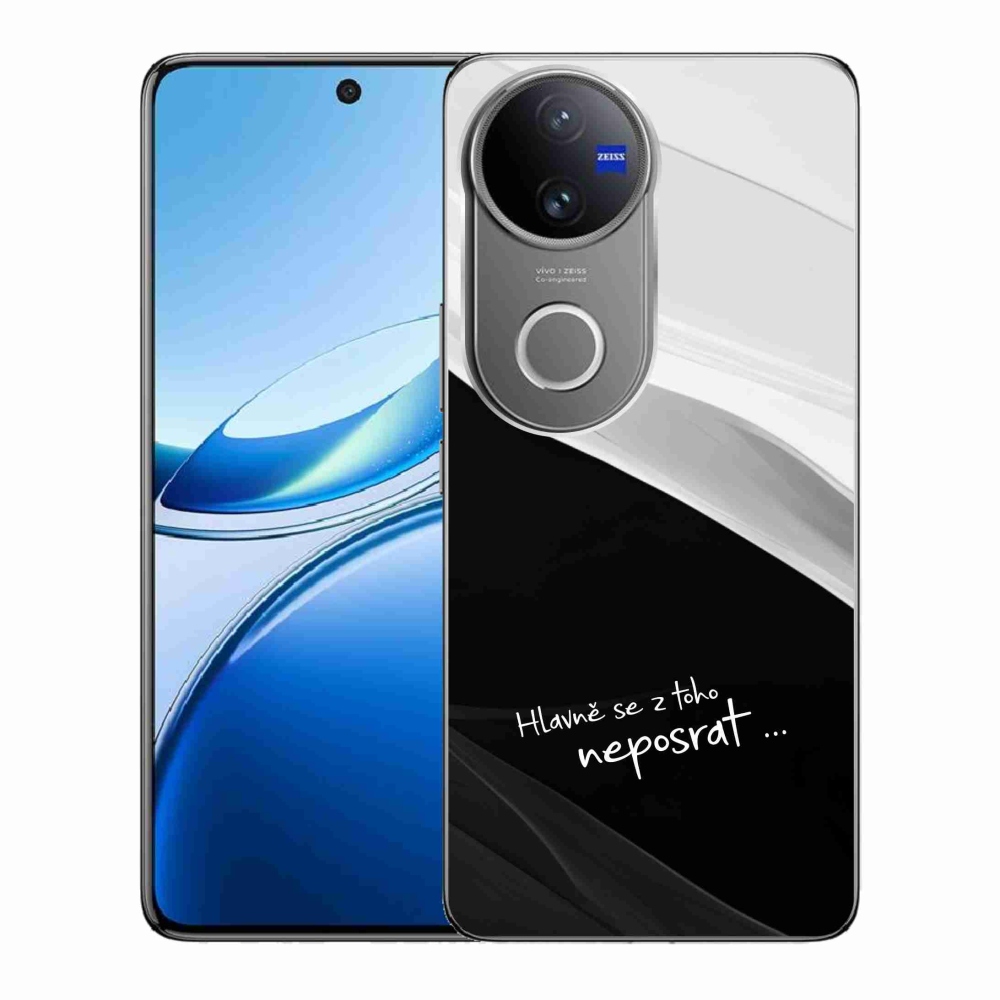 Gél borító mmCase a Vivo V50 5G készülékhez - vicces szöveg 13 fekete és fehér háttérrel