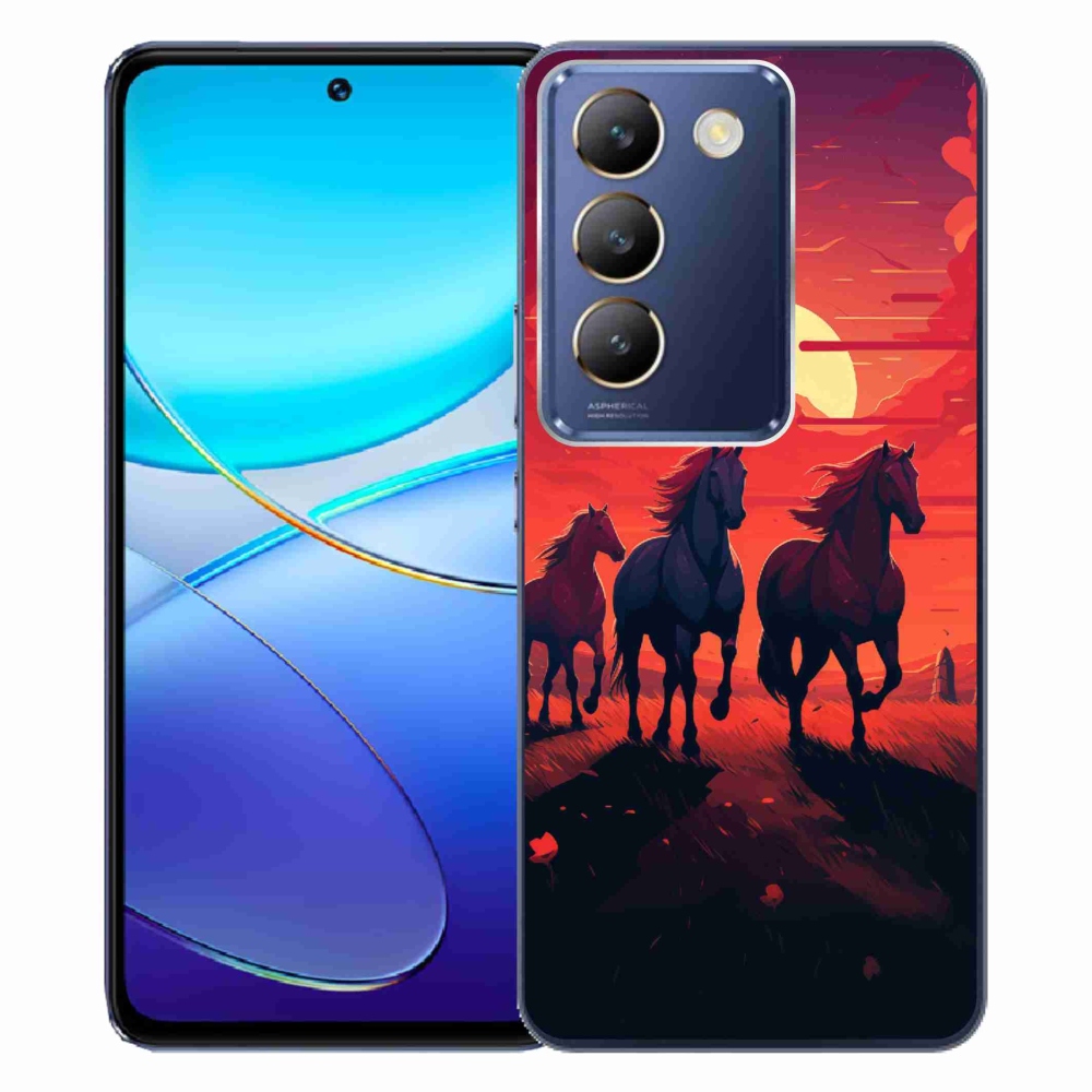 Gél borítás mmCase a Vivo V40 SE 4G/5G-hez - lovak és naplemente