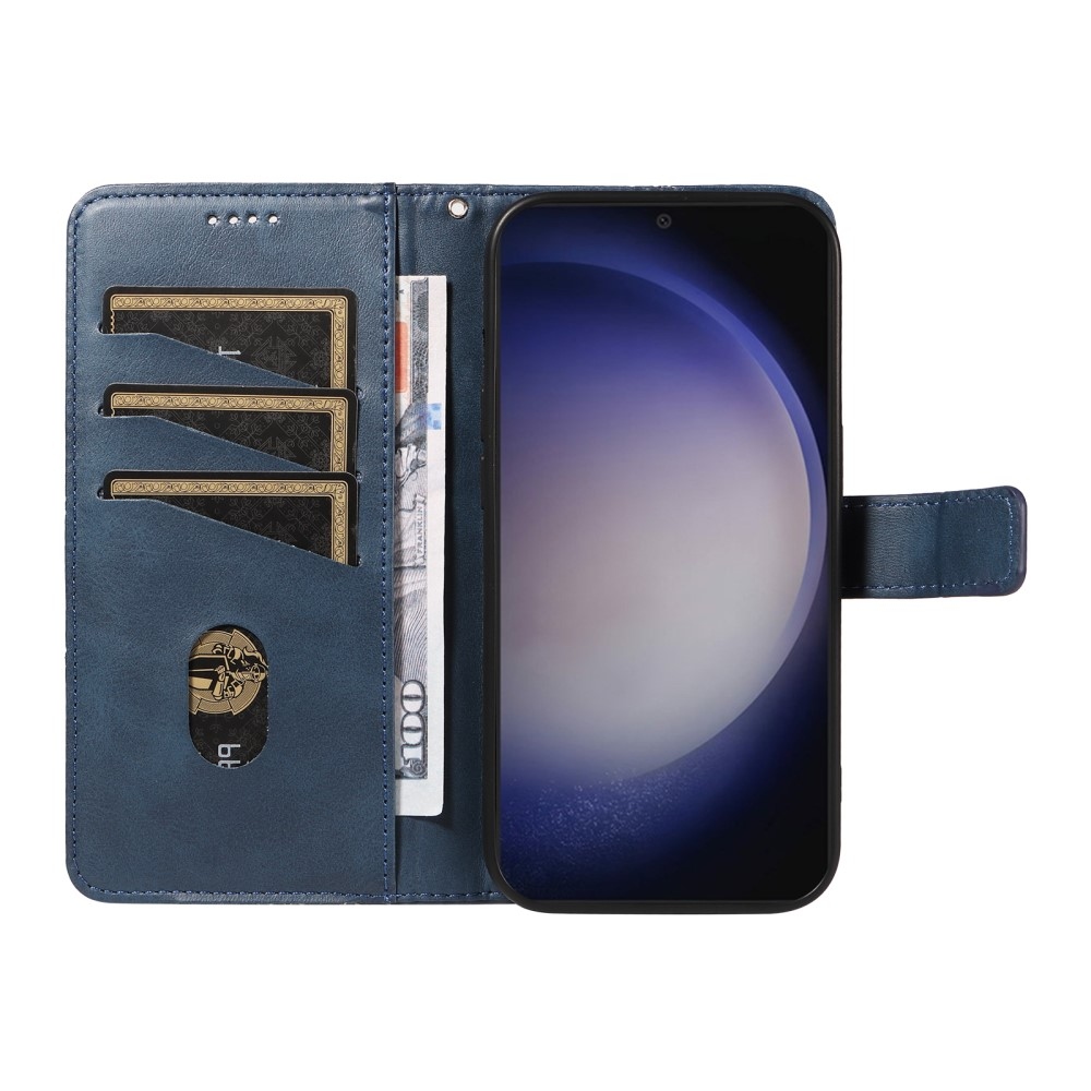 Háromszög alakú könyv tok Samsung Galaxy S24+/S25+ készülékhez - kék