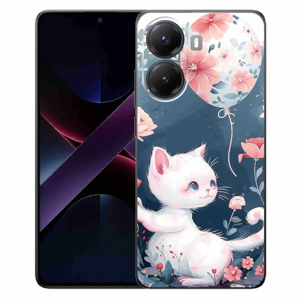 Gél borítás mmCase a Xiaomi Poco X7 Pro 5G számára - cica lufival