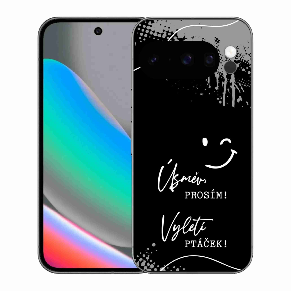 Gél borítás mmCase a Google Pixel 10 Pro számára - vicces szöveg 4 fekete háttérrel