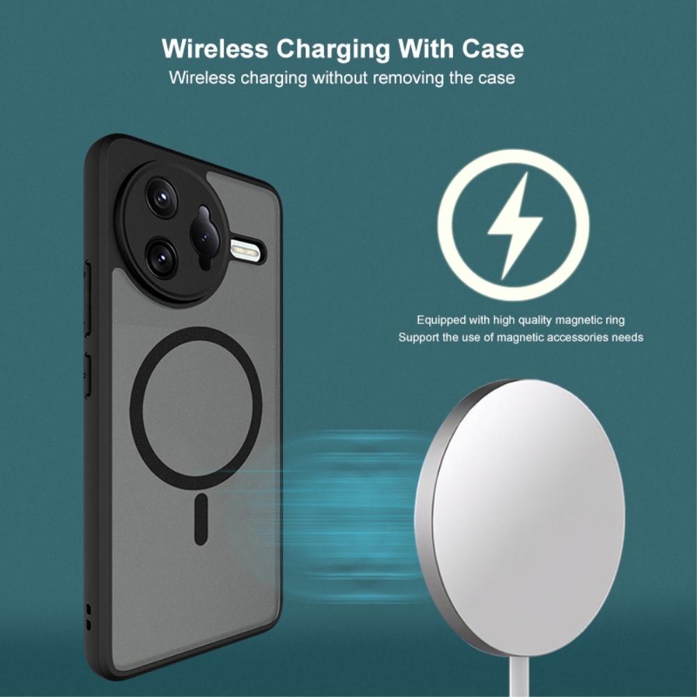 Matt zselés tok MagSafe tokkal a Xiaomi Poco F7 Ultra 5G-re - fekete