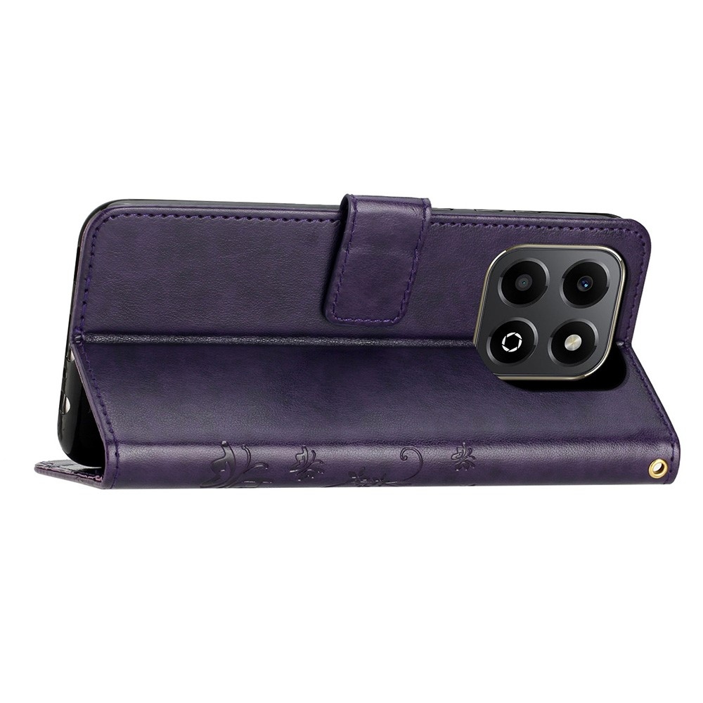 Virágok könyvtáska a Honor 200 Smart 5G készülékhez - sötét lila