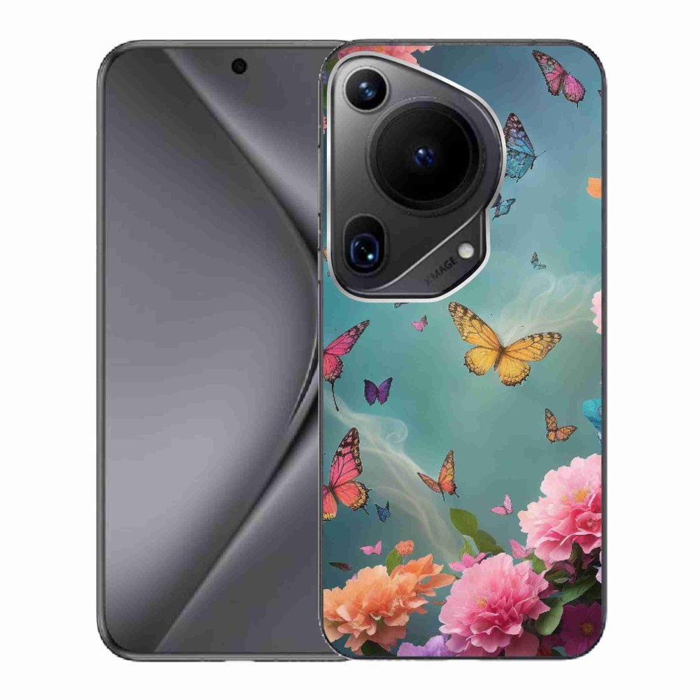 Gél borító mmCase a Huawei Pura 70 Ultra számára - színes virágok és pillangók