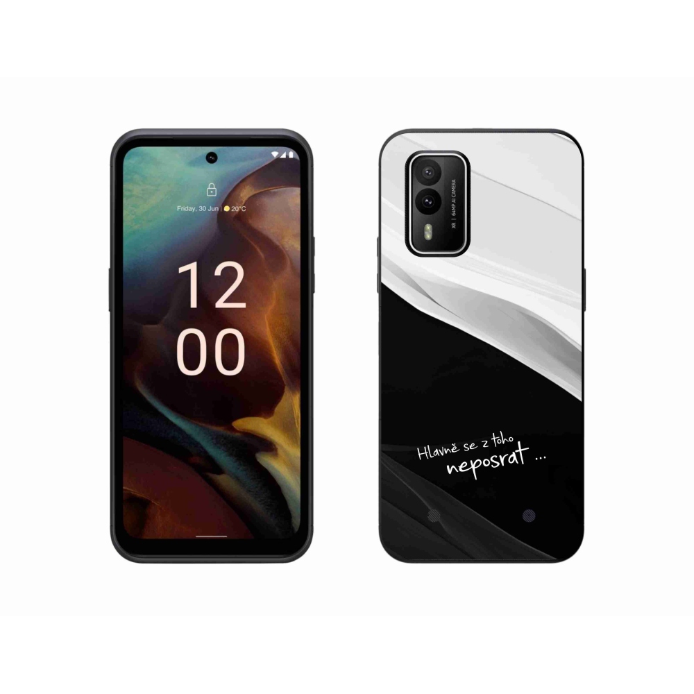 Zselés borító mmCase a Nokia XR21 készülékhez - vicces szöveg 13 fekete-fehér háttérrel