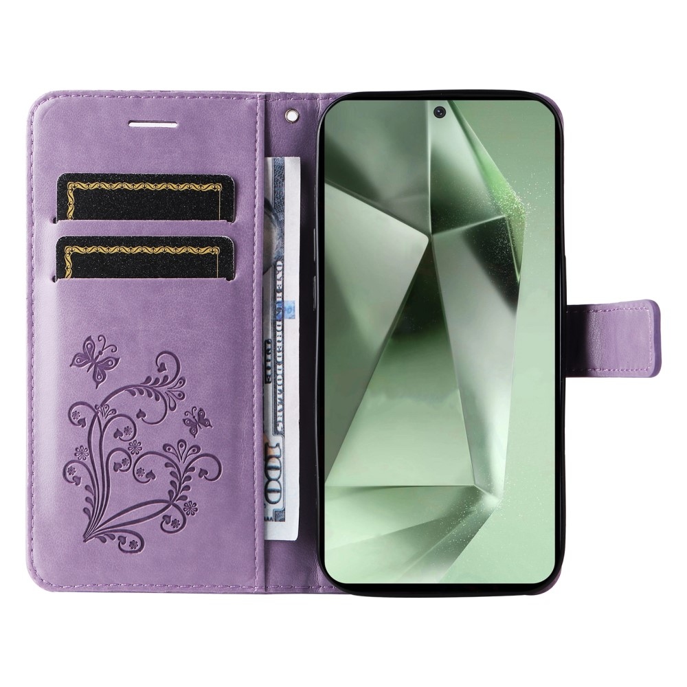Nagy pillangó könyv tok Samsung Galaxy S24 FE készülékhez - lila