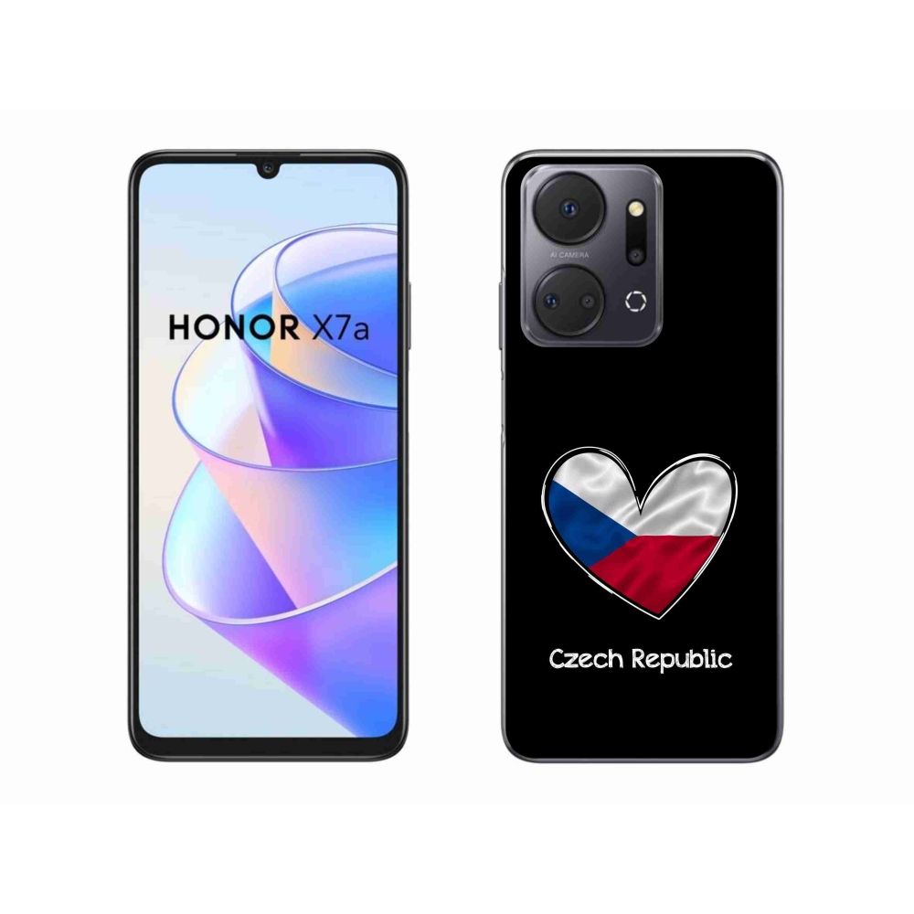 Gél borító mmCase a Honor X7a számára - zászló szív fekete háttérrel