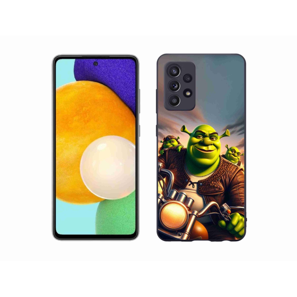 Zselés borítás mmCase Samsung Galaxy A52s 5G - shrek egy motorkerékpárral