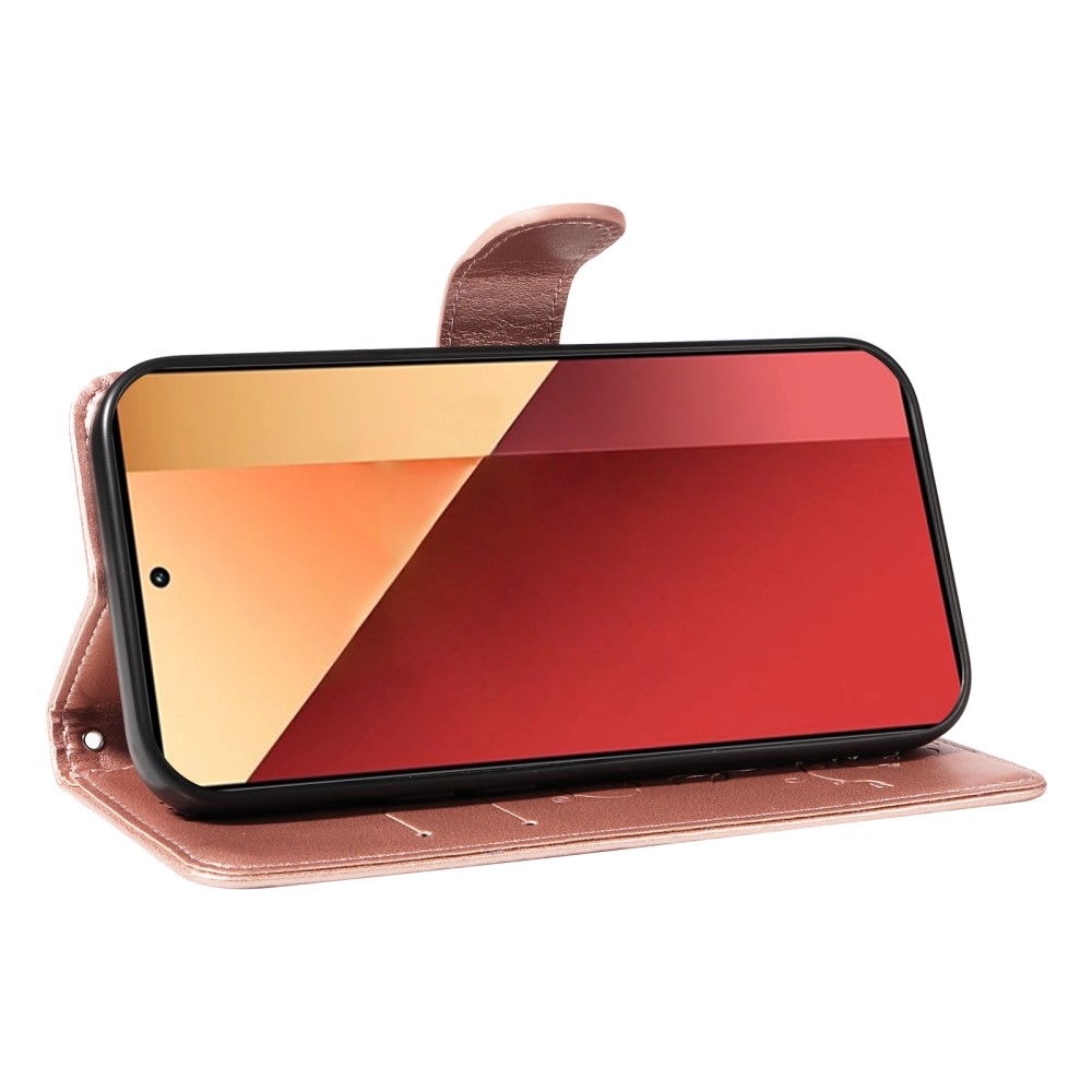 Virágok könyv tok Xiaomi Redmi Note 13 Pro 4G/Poco M6 Pro - rózsaarany