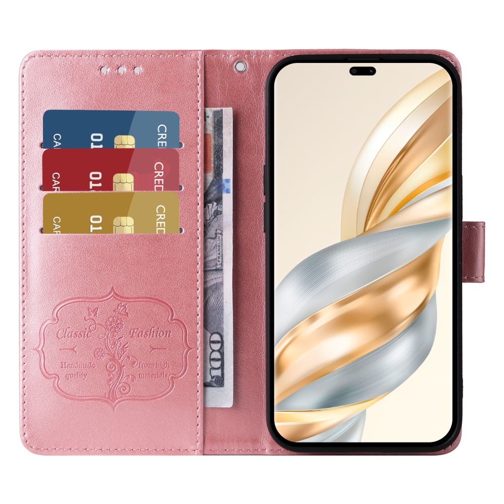 Virágos könyv tok a Honor Magic 7 Lite 5G készülékhez - rózsaszín