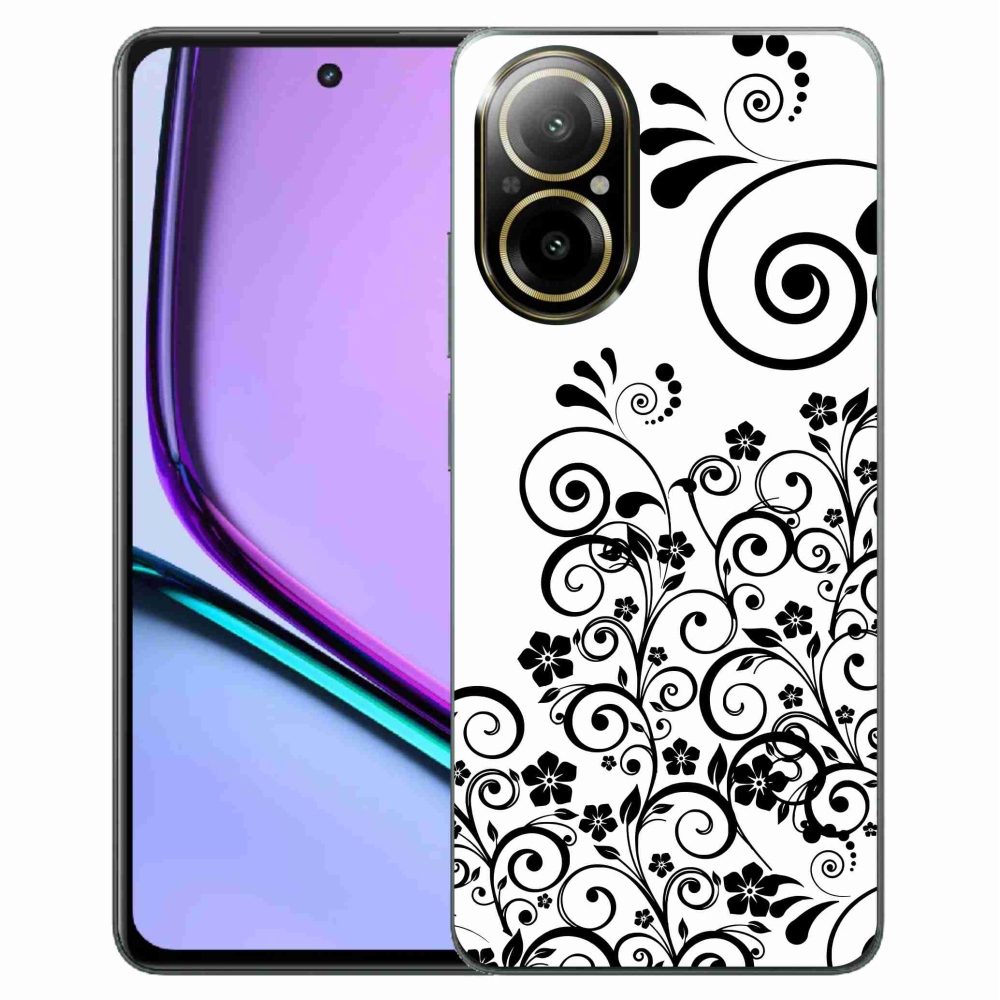 Gél borítás mmCase a Realme C67 készülékhez - fekete-fehér virágminták