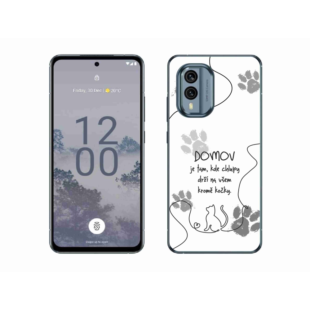 Zselés borító mmCase a Nokia X30 5G készülékhez - macskamotívum fehér háttérrel