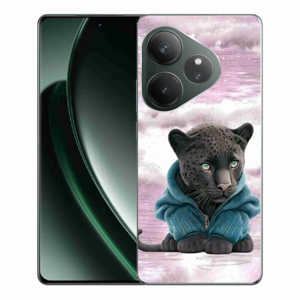 Gél borítás mmCase a Realme GT 6 5G/GT 6T 5G számára - fekete párduc pulóverben