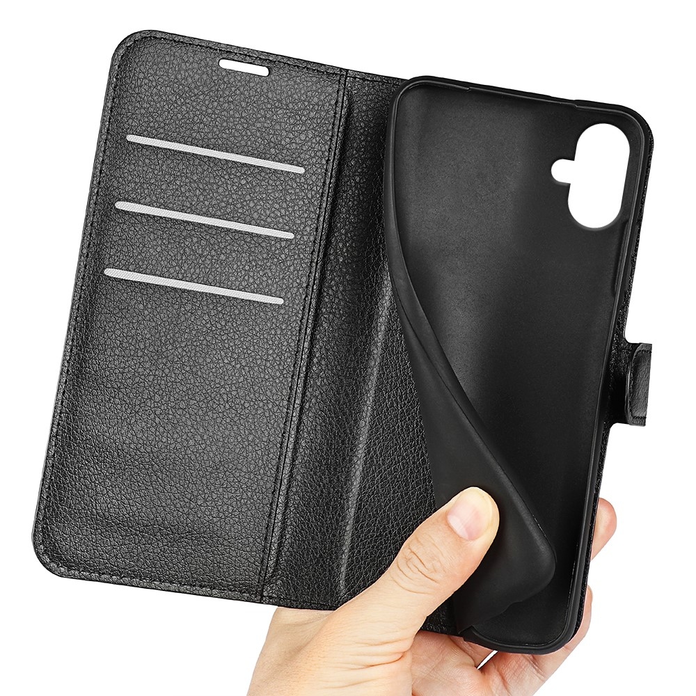 Litchi könyv tok Samsung Galaxy A07 4G - fekete