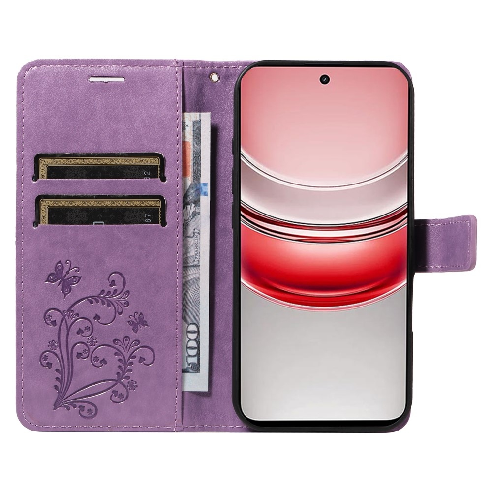 Nagy pillangó könyvtáska a Realme C75 készülékhez - lila