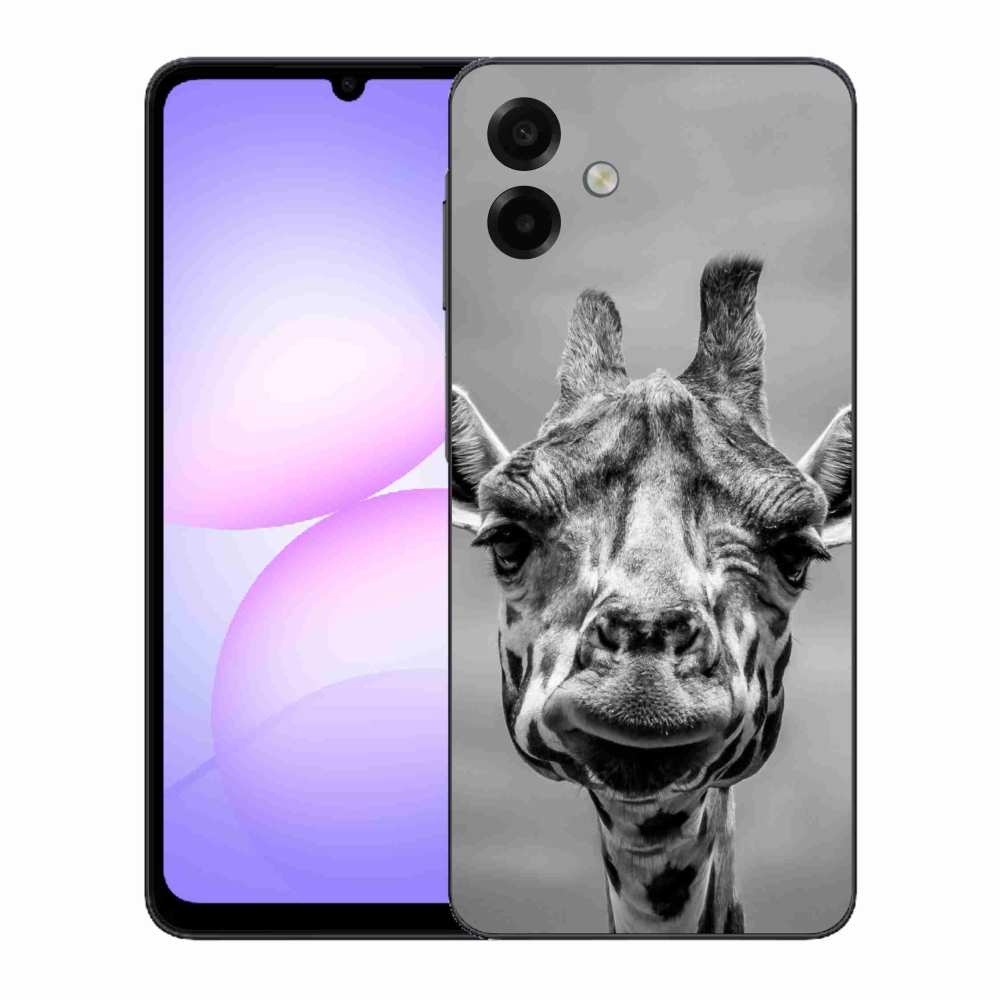 Zselés borítás mmCase Samsung Galaxy A07 4G - fekete-fehér zsiráfhoz