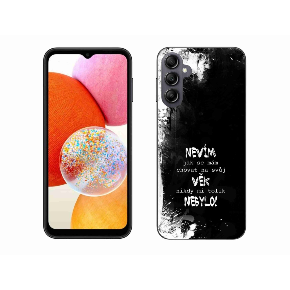 Gél borító mmCase Samsung Galaxy A14 4G/5G - vicces szöveg 14 fekete háttér