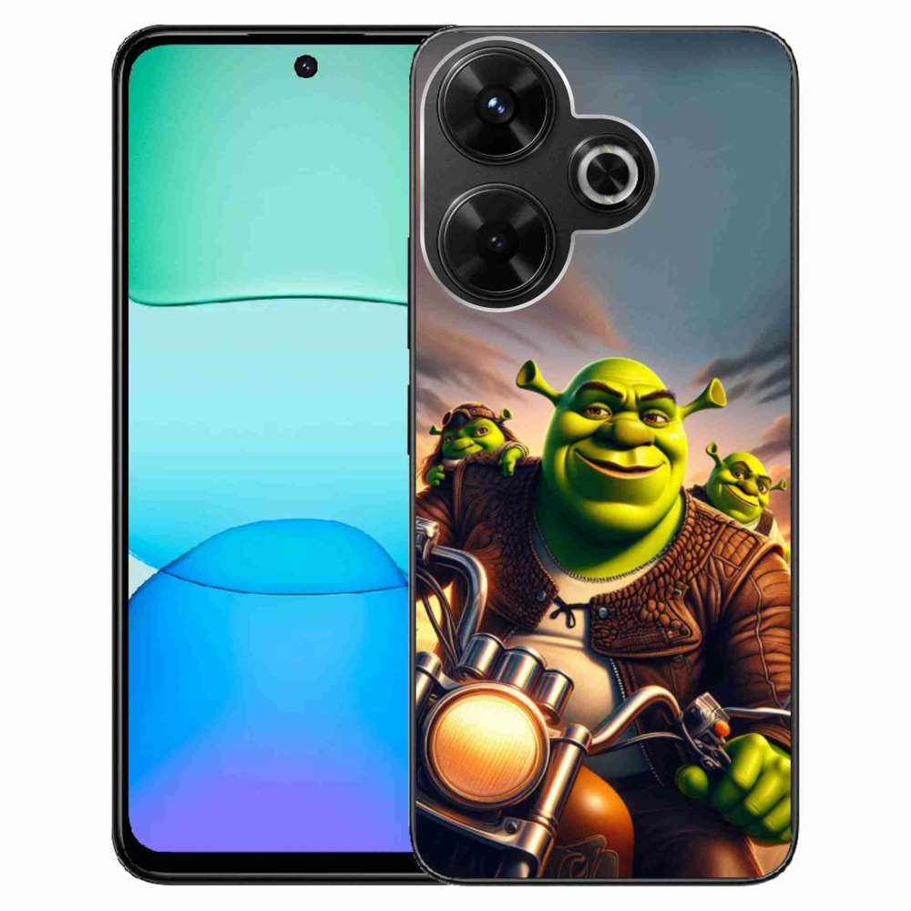 Gél borítás mmCase a Xiaomi Redmi 13 4G/Poco M6 4G - shrek egy motorkerékpárral