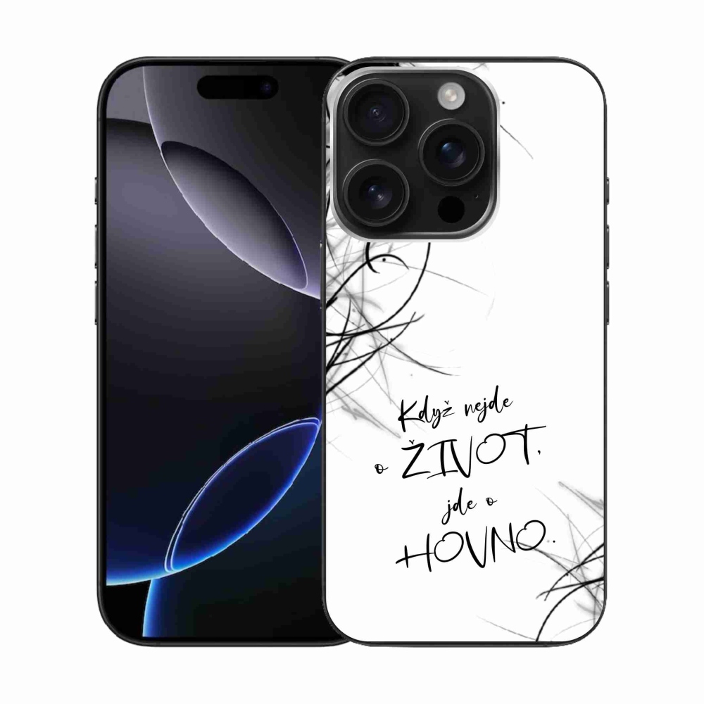 Gél borító mmCase iPhone 16 Pro készülékhez - vicces szöveg 16 fehér háttér