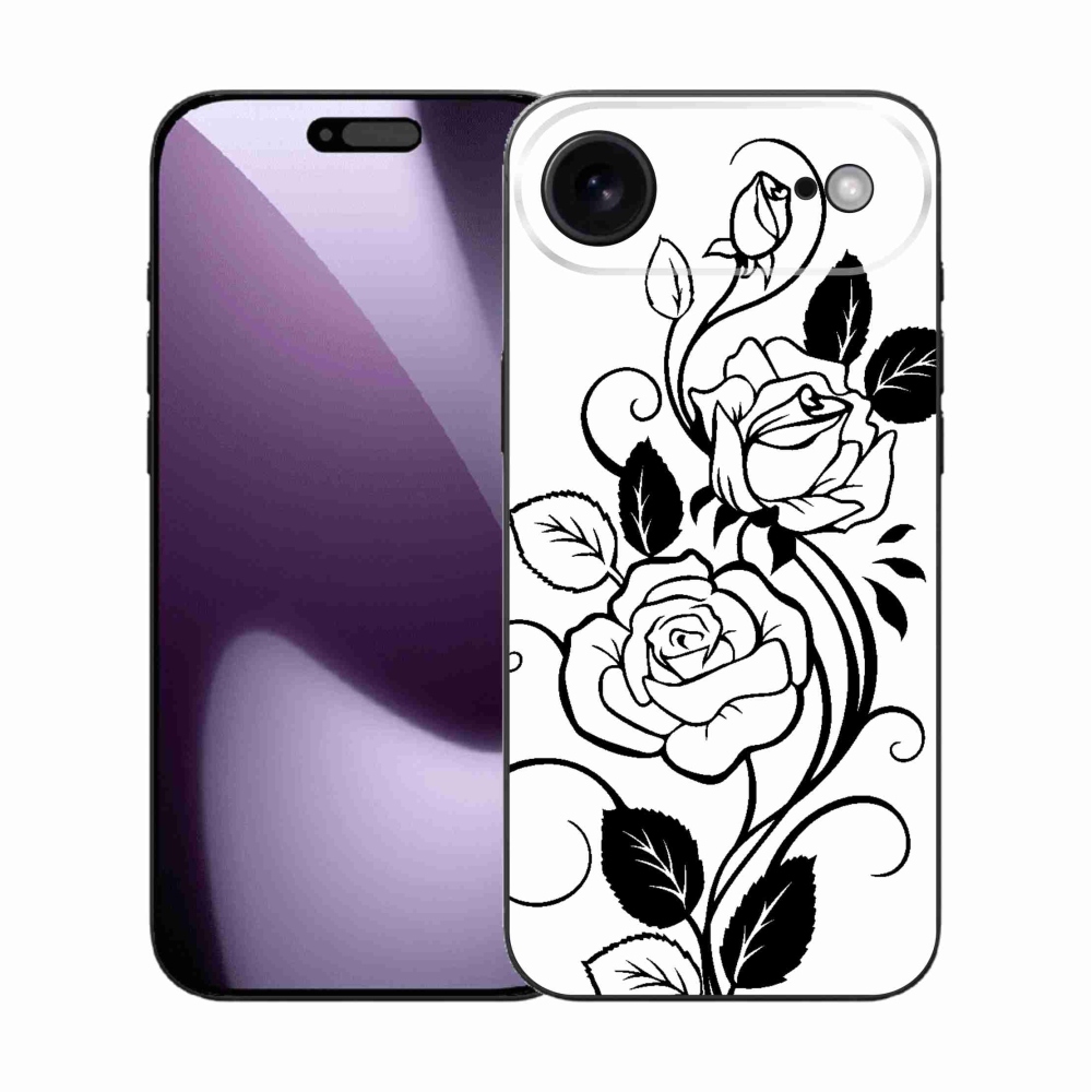 Zselés borítás mmCase iPhone 17 Air készülékhez - fekete és fehér rózsa