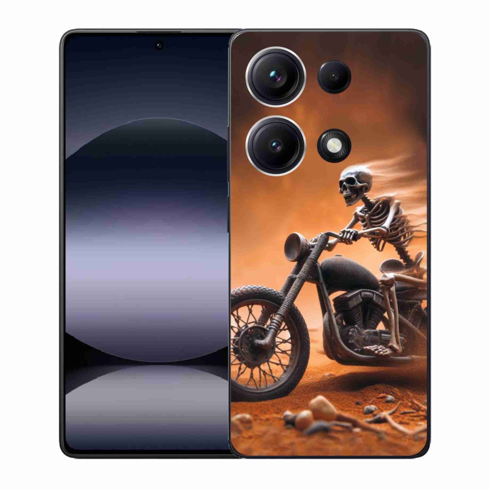 Gél borító mmCase a Xiaomi Redmi Note 14S-hez - csontváz egy motorkerékpáron