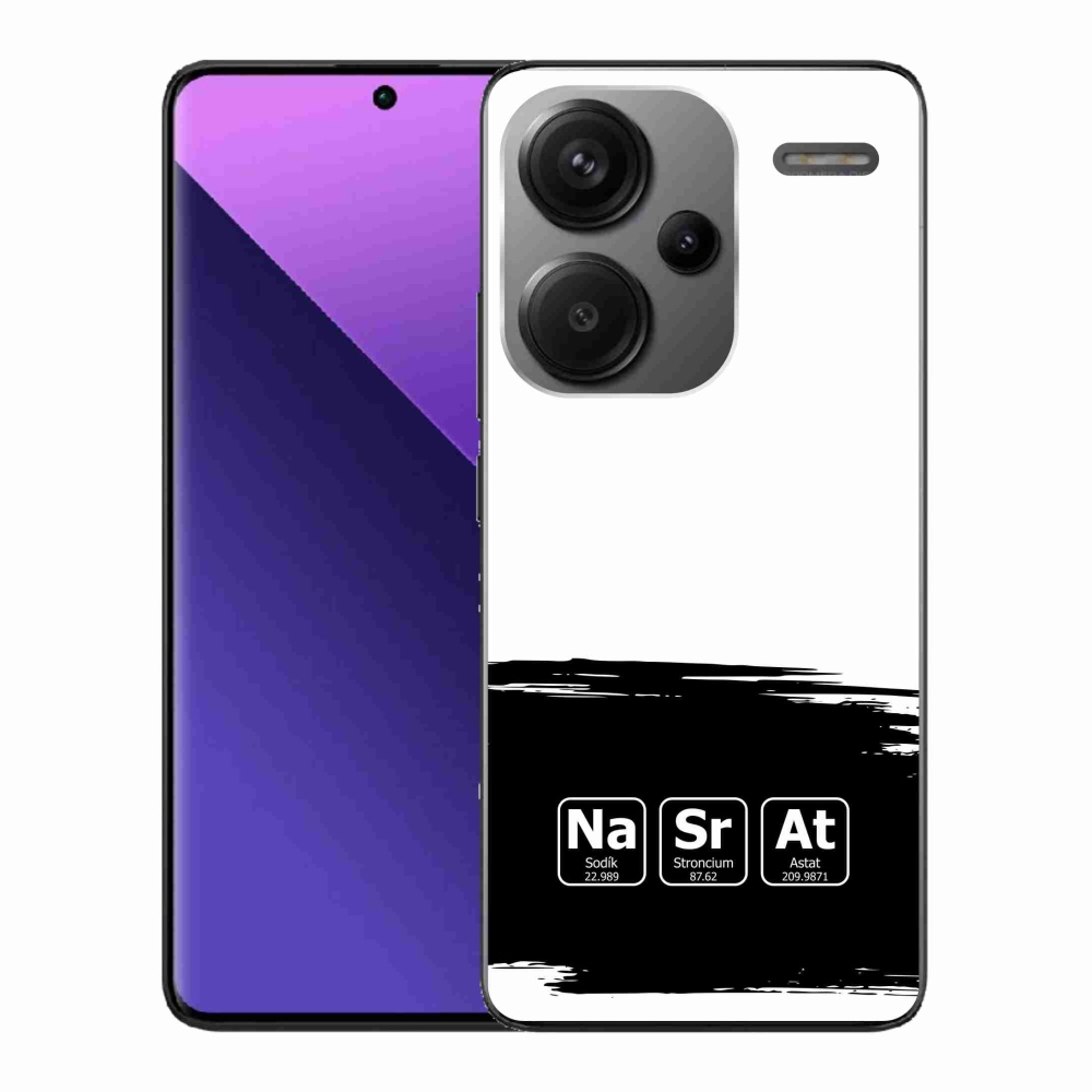 Gél borítás mmCase a Xiaomi Redmi Note 13 Pro+ 5G számára - kémiai elemek fekete és fehér háttérrel